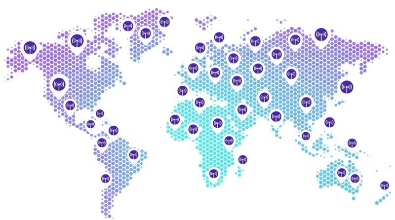 Map showing Ryoko portable WiFi coverage in 175 countries