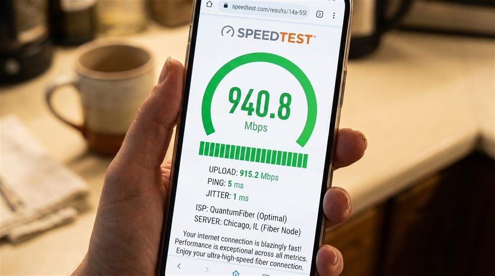 Ryoko portable WiFi speed test showing a fast result